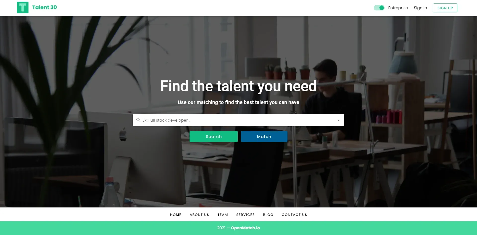 The OpenMatch job platform interface